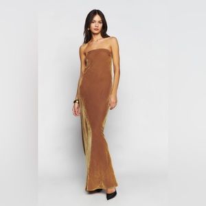 COPY - NWT Reformation Sylvania Velvet Dress in Gold Size XL